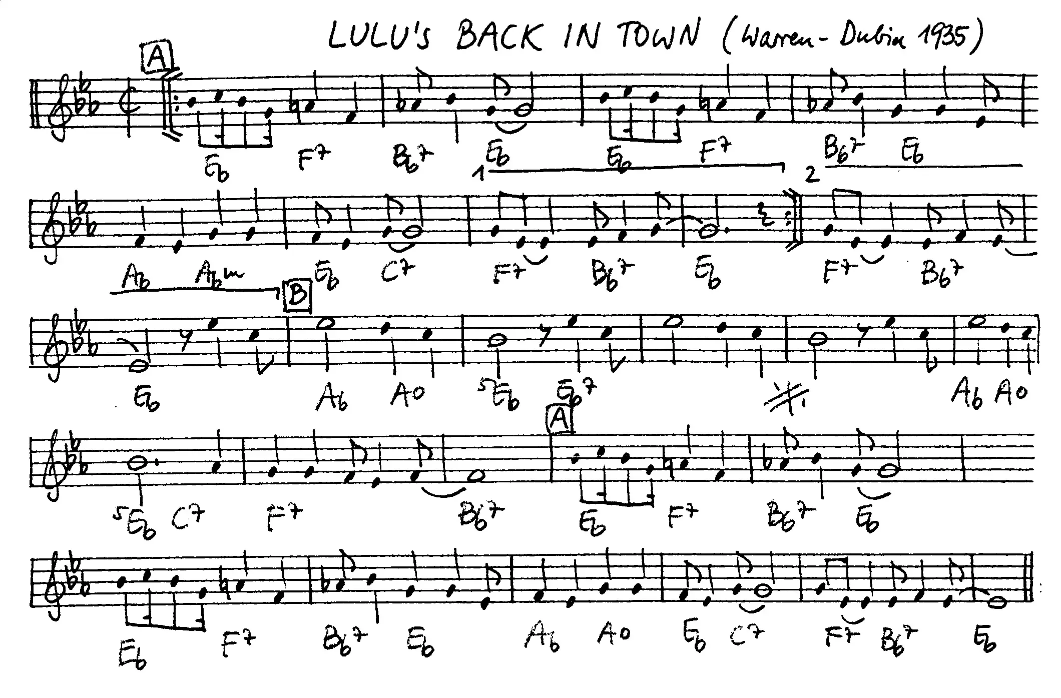 lulu's back in town partition gratuite - Offerte par The Jungle Jazz Band